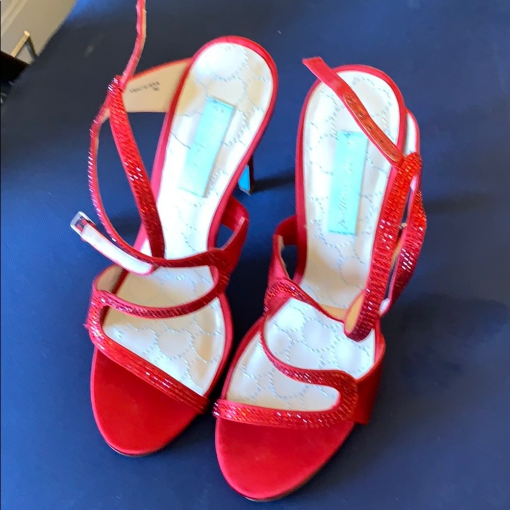 Vintage red crystal ankle strap Betsy Johnson